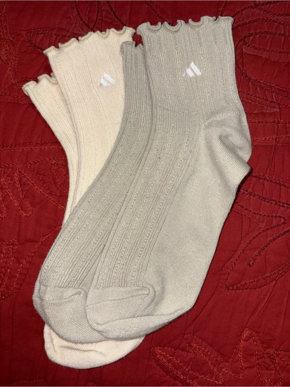 Two pair of Adidas Ladies Ruffled socks EUC